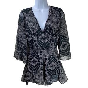 Band of Gypsies Romper Black White Size Small